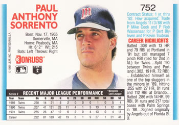 Paul Sorrento  baseball card collectible - Main Image 2
