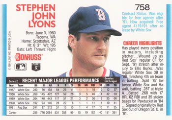 Steve Lyons  baseball card collectible - Main Image 2