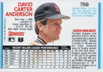 Dave Anderson  baseball card collectible - Main Image 2