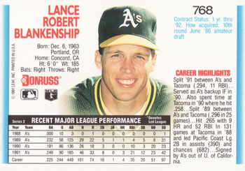 Lance Blankenship  baseball card collectible - Main Image 2
