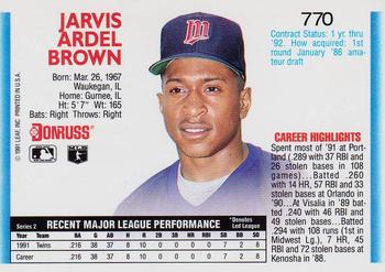 Jarvis Brown  baseball card collectible - Main Image 2