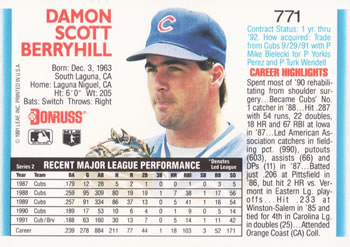Damon Berryhill  baseball card collectible - Main Image 2
