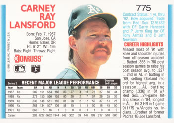 Carney Lansford  baseball card collectible - Main Image 2