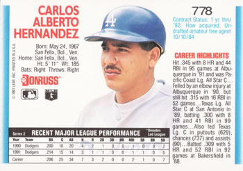 Carlos Hernandez  baseball card collectible - Main Image 2