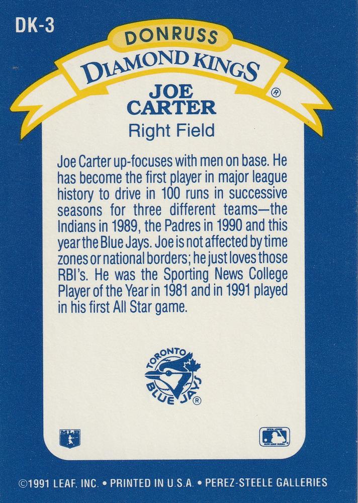 Joe Carter  baseball card collectible - Main Image 2