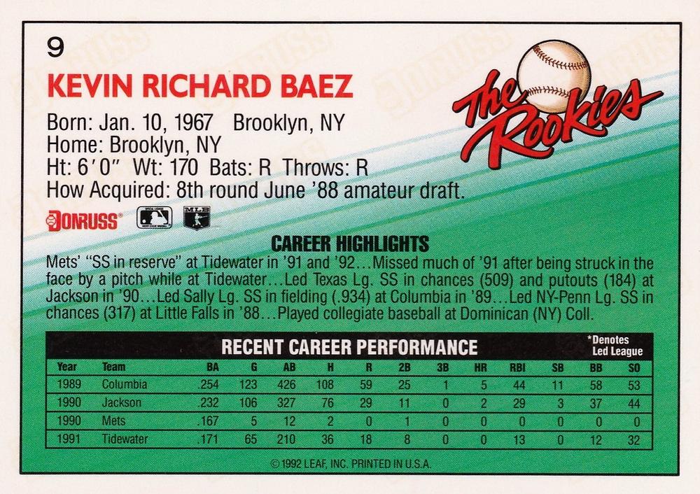 Kevin Baez  baseball card collectible - Main Image 2