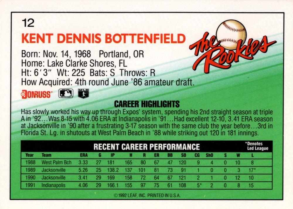 Kent Bottenfield  baseball card collectible - Main Image 2