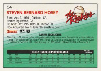 Steve Hosey  baseball card collectible - Main Image 2