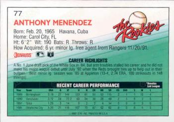 Tony Menendez  baseball card collectible - Main Image 2