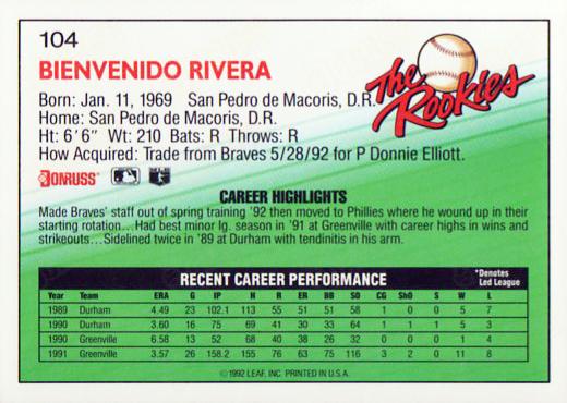 Ben Rivera  baseball card collectible - Main Image 2
