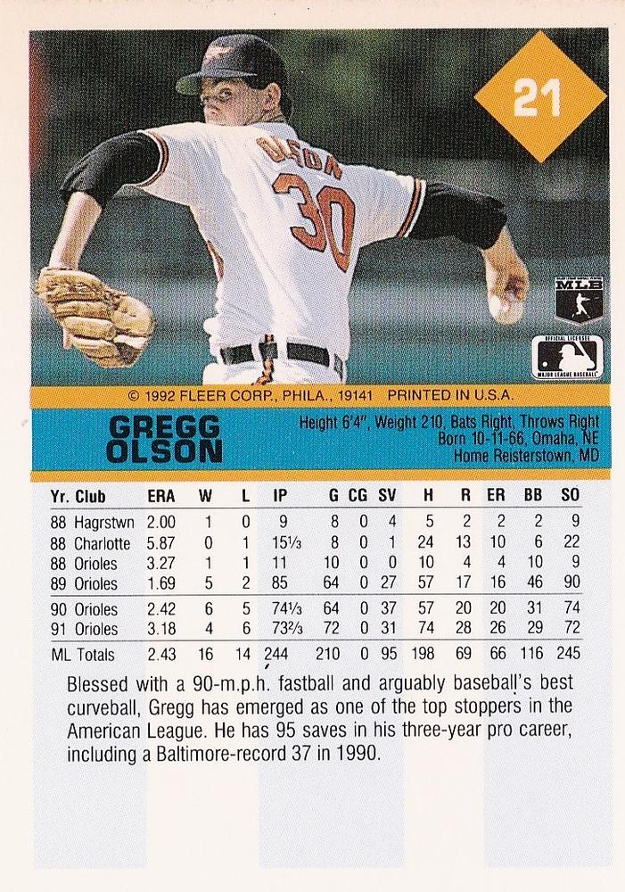 Gregg Olson  baseball card collectible - Main Image 2