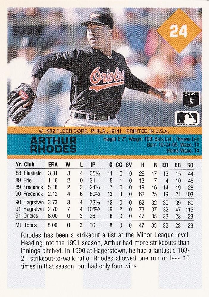 Arthur Rhodes  baseball card collectible - Main Image 2