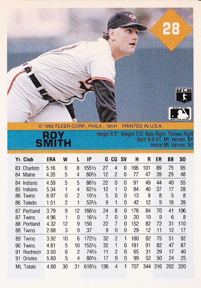 Roy Smith  baseball card collectible - Main Image 2