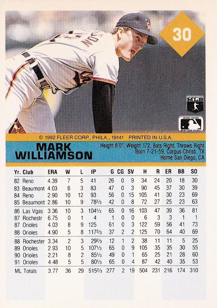 Mark Williamson  baseball card collectible - Main Image 2
