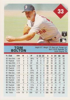 Tom Bolton  baseball card collectible - Main Image 2