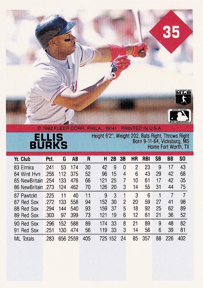 Ellis Burks  baseball card collectible - Main Image 2