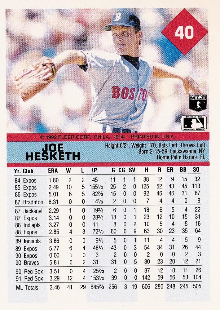Joe Hesketh  baseball card collectible - Main Image 2