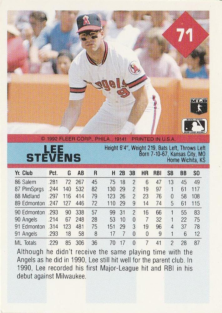 Lee Stevens  baseball card collectible - Main Image 2