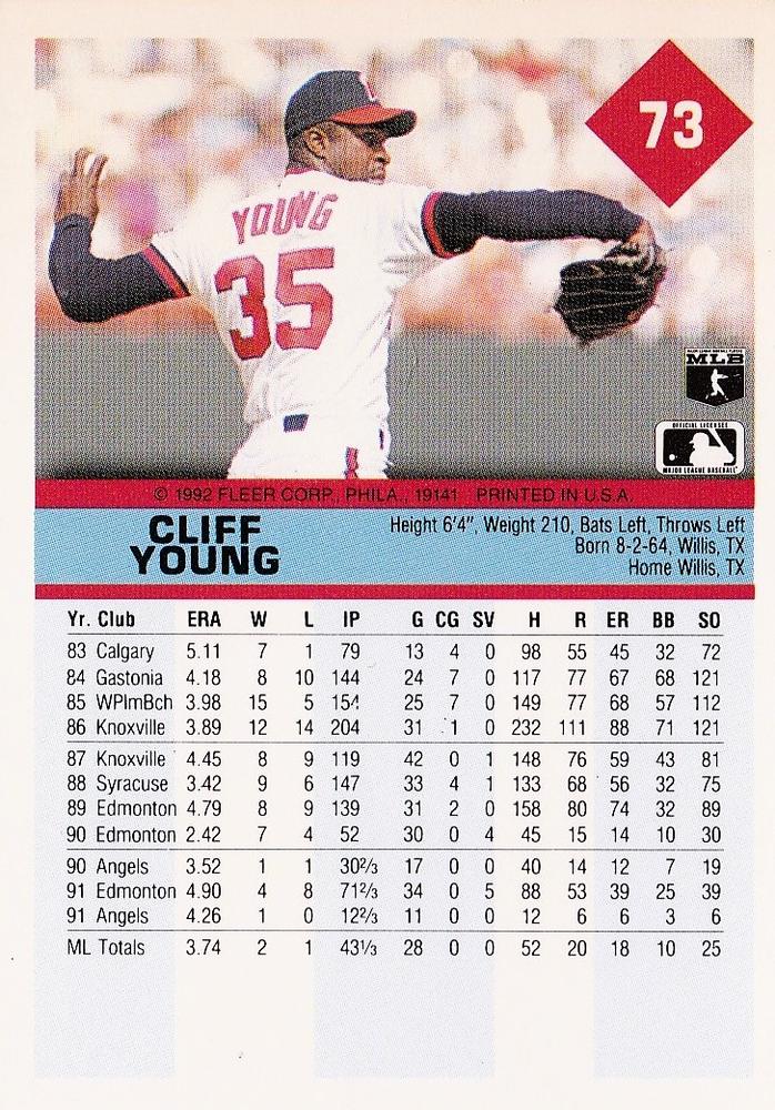 Cliff Young  baseball card collectible - Main Image 2