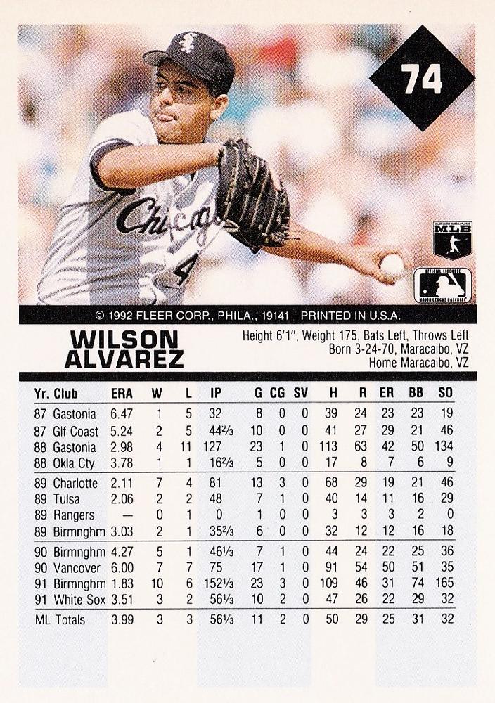 Wilson Alvarez  baseball card collectible - Main Image 2