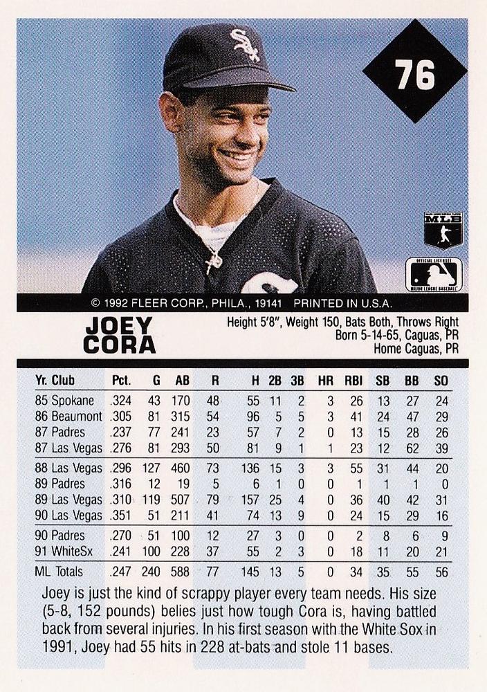 Joey Cora  baseball card collectible - Main Image 2