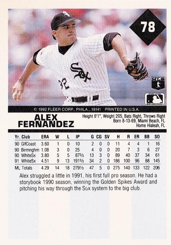 Alex Fernandez  baseball card collectible - Main Image 2