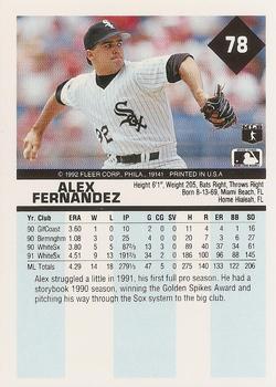 Alex Fernandez  baseball card collectible - Main Image 2