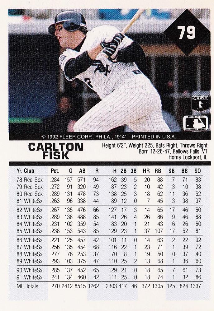 Carlton Fisk  baseball card collectible - Main Image 2