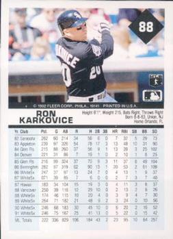 Ron Karkovice  baseball card collectible - Main Image 2