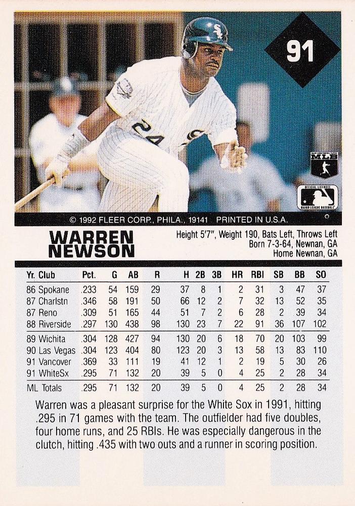 Warren Newson  baseball card collectible - Main Image 2