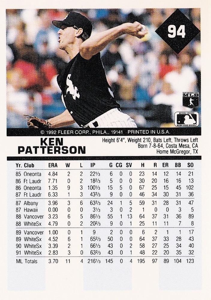 Ken Patterson  baseball card collectible - Main Image 2