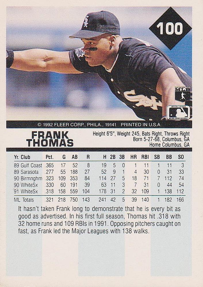 Frank Thomas  baseball card collectible - Main Image 2