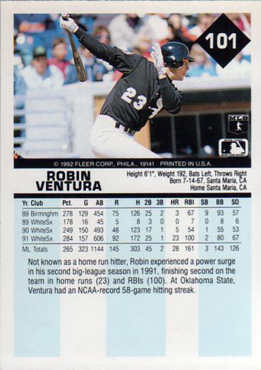 Robin Ventura  baseball card collectible - Main Image 2