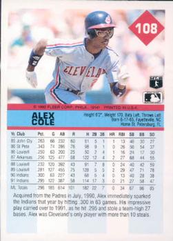 Alex Cole  baseball card collectible - Main Image 2