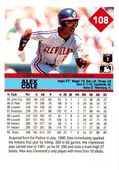 Alex Cole  baseball card collectible - Main Image 2