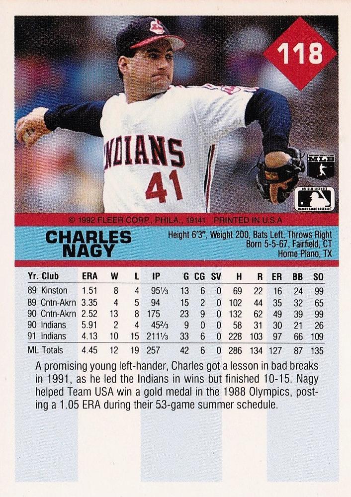 Charles Nagy  baseball card collectible - Main Image 2