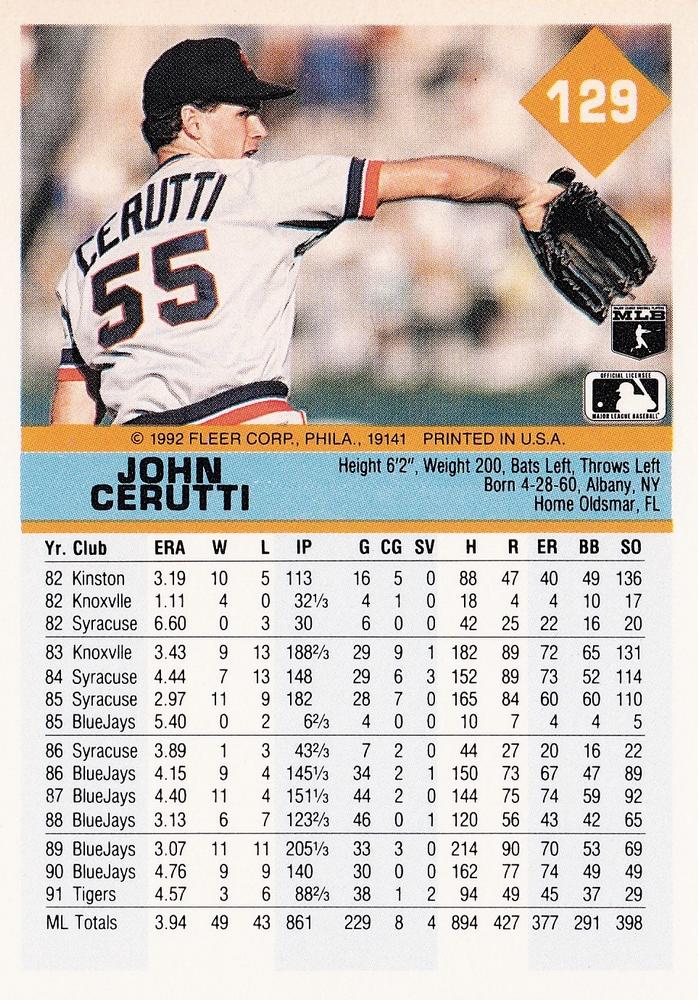 John Cerutti  baseball card collectible - Main Image 2