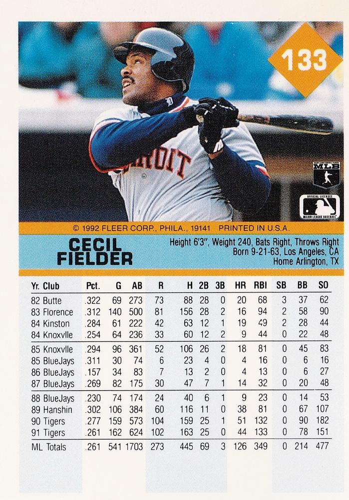 Cecil Fielder  baseball card collectible - Main Image 2