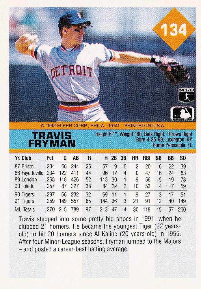 Travis Fryman  baseball card collectible - Main Image 2
