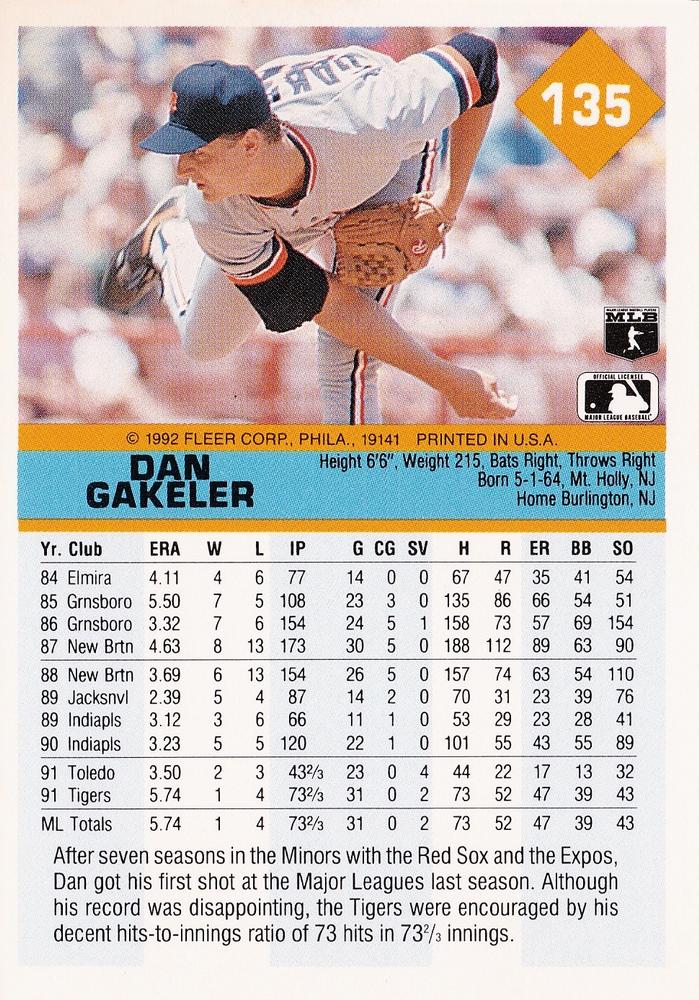 Dan Gakeler  baseball card collectible - Main Image 2