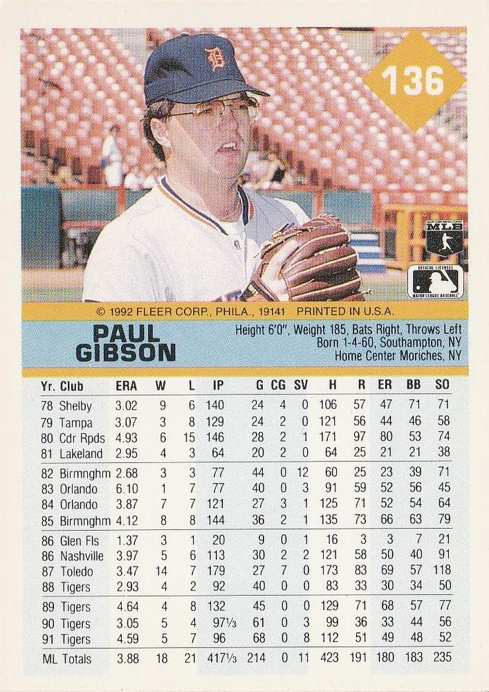 Paul Gibson  baseball card collectible - Main Image 2