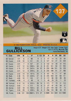 Bill Gullickson  baseball card collectible - Main Image 2