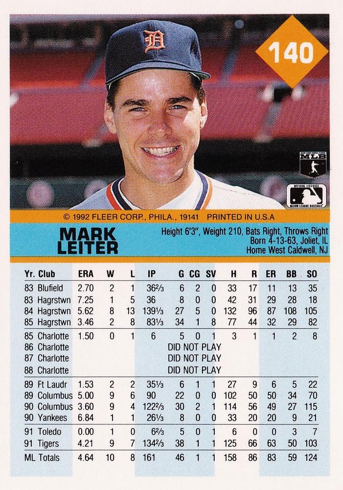 Mark Leiter  baseball card collectible - Main Image 2