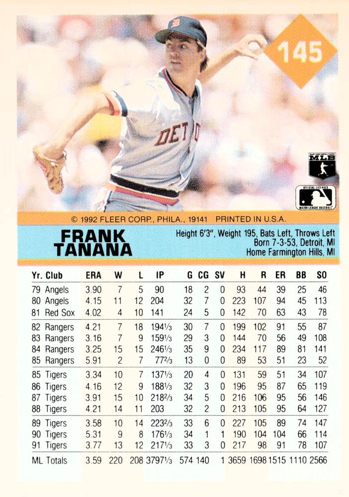 Frank Tanana  baseball card collectible - Main Image 2