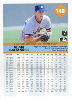 Alan Trammell  baseball card collectible - Main Image 2
