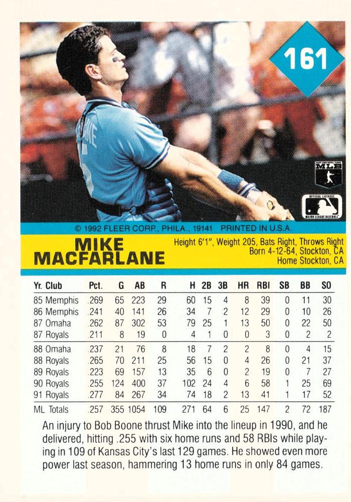 Mike Macfarlane  baseball card collectible - Main Image 2