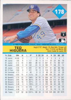 Ted Higuera  baseball card collectible - Main Image 2