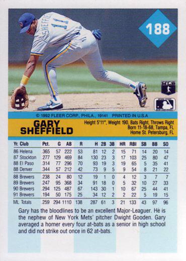 Gary Sheffield  baseball card collectible - Main Image 2