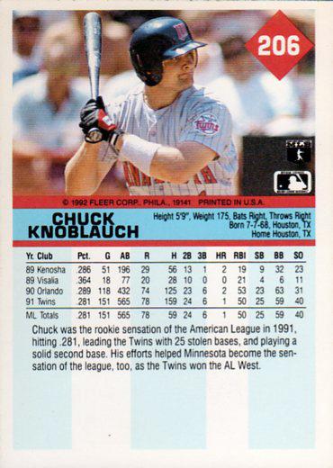 Chuck Knoblauch  baseball card collectible - Main Image 2