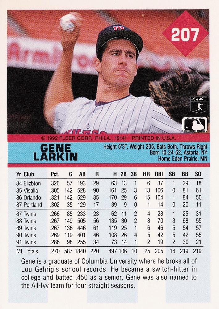 Gene Larkin  baseball card collectible - Main Image 2